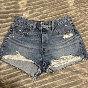 Signature by Levi Strauss Blue Distressed Jean Shorts